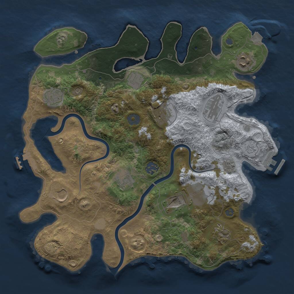 Rust Map: Procedural Map, Size: 3500, Seed: 707896, 16 Monuments