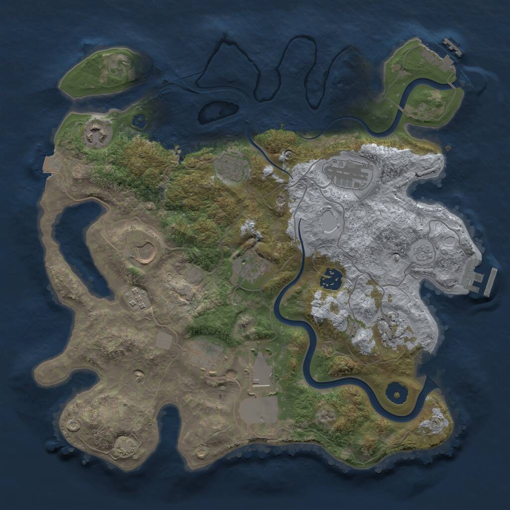 Rust Map: Procedural Map, Size: 3500, Seed: 707896, 16 Monuments