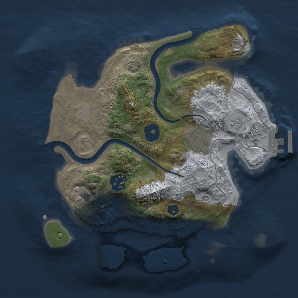 Rust Map: Procedural Map, Size: 2650, Seed: 1176188244, 8 Monuments
