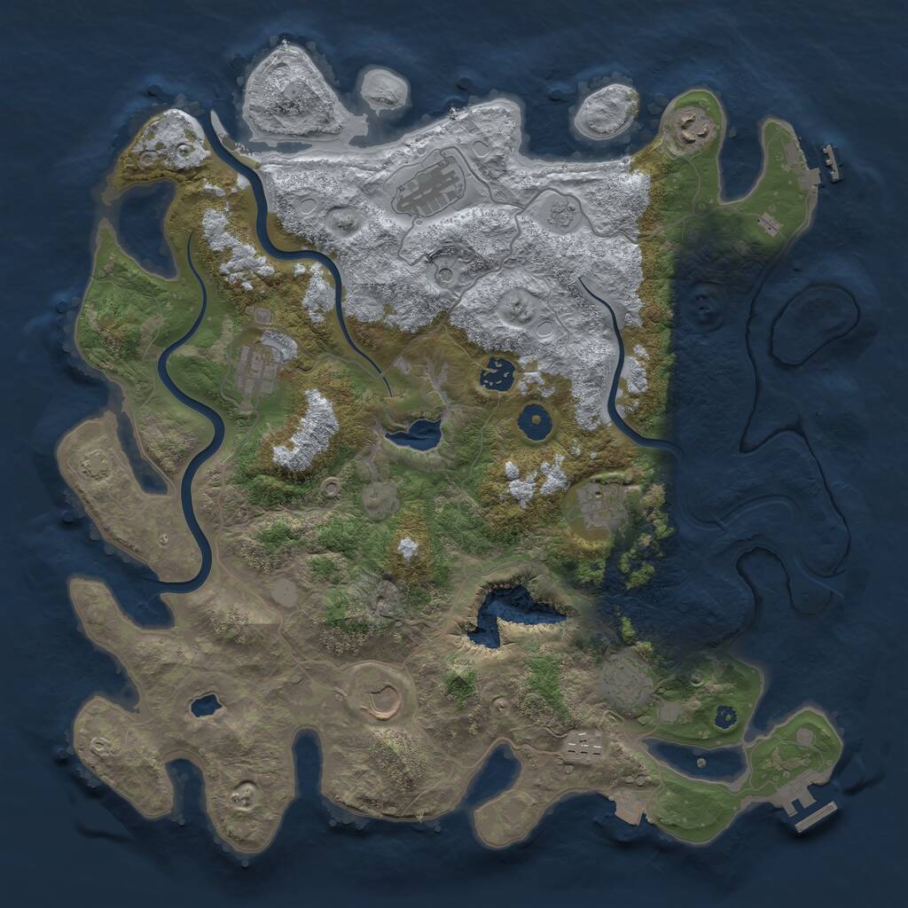 Rust Map: Procedural Map, Size: 4000, Seed: 413902542, 14 Monuments