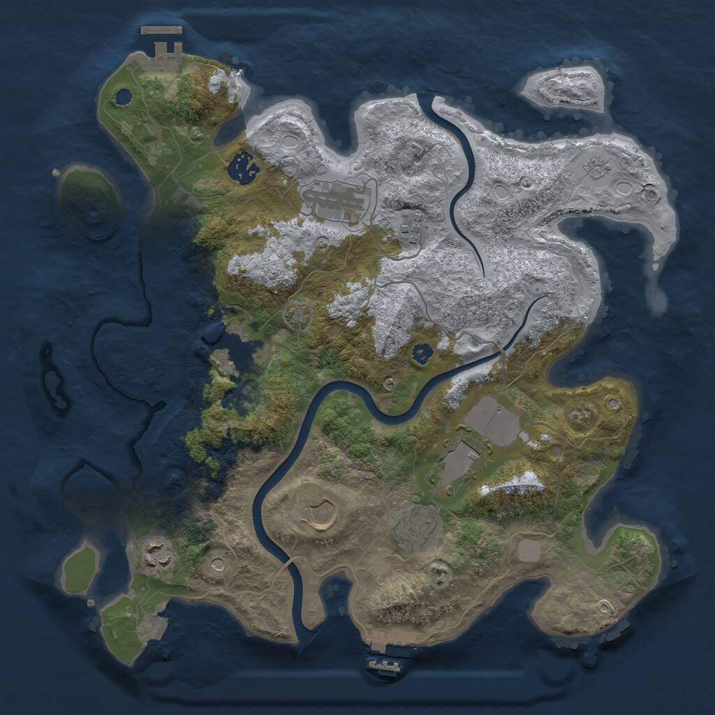 Rust Map: Procedural Map, Size: 3500, Seed: 1382867354, 14 Monuments