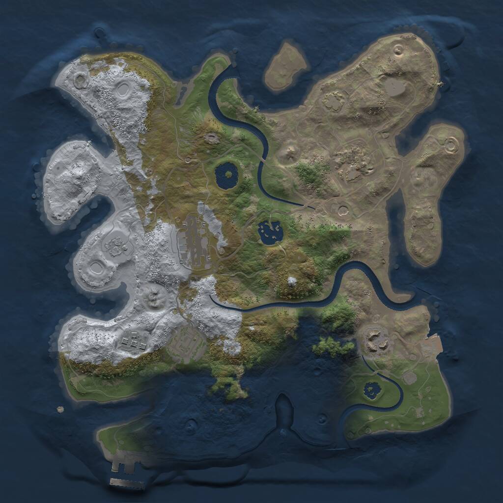 Rust Map: Procedural Map, Size: 3000, Seed: 1780385400, 11 Monuments