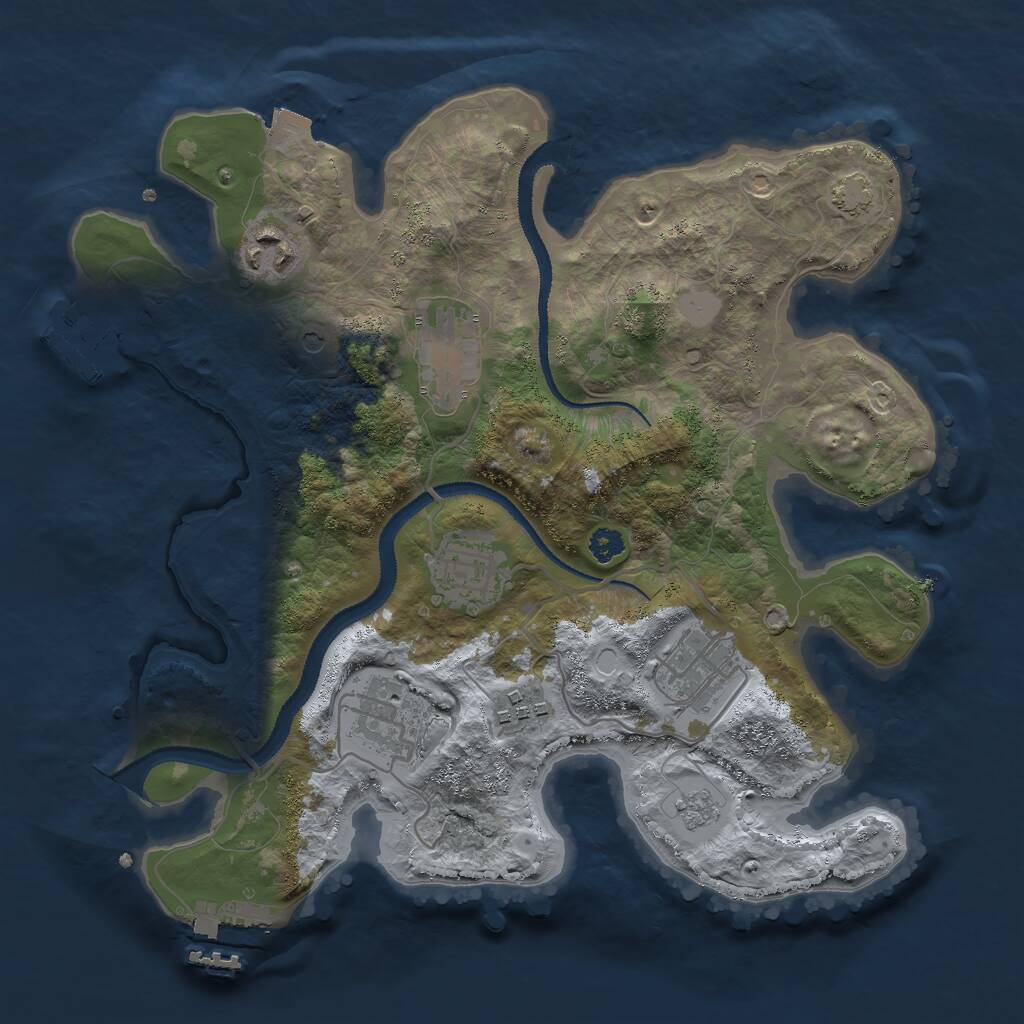 Rust Map: Procedural Map, Size: 3000, Seed: 22063, 12 Monuments