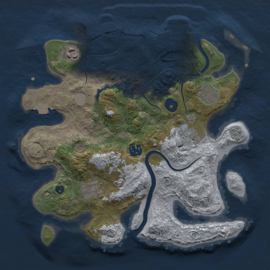Rust Map: Procedural Map, Size: 3078, Seed: 905053692, 10 Monuments
