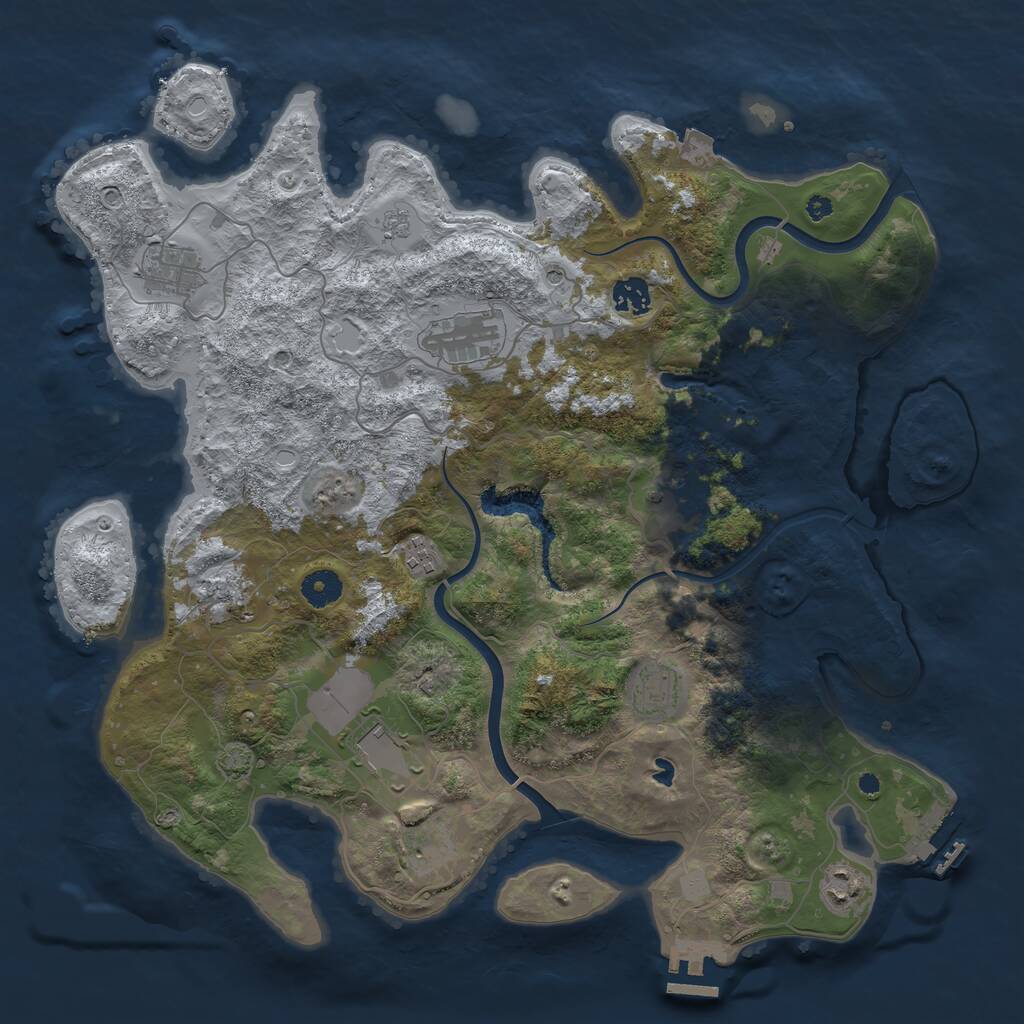 Rust Map: Procedural Map, Size: 4000, Seed: 345225, 16 Monuments