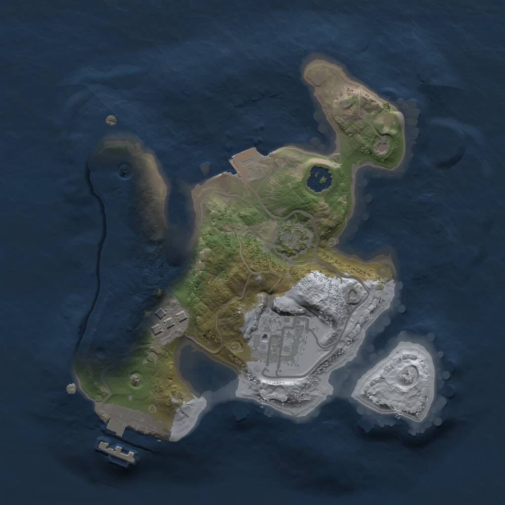 Rust Map: Procedural Map, Size: 2000, Seed: 22424, 5 Monuments
