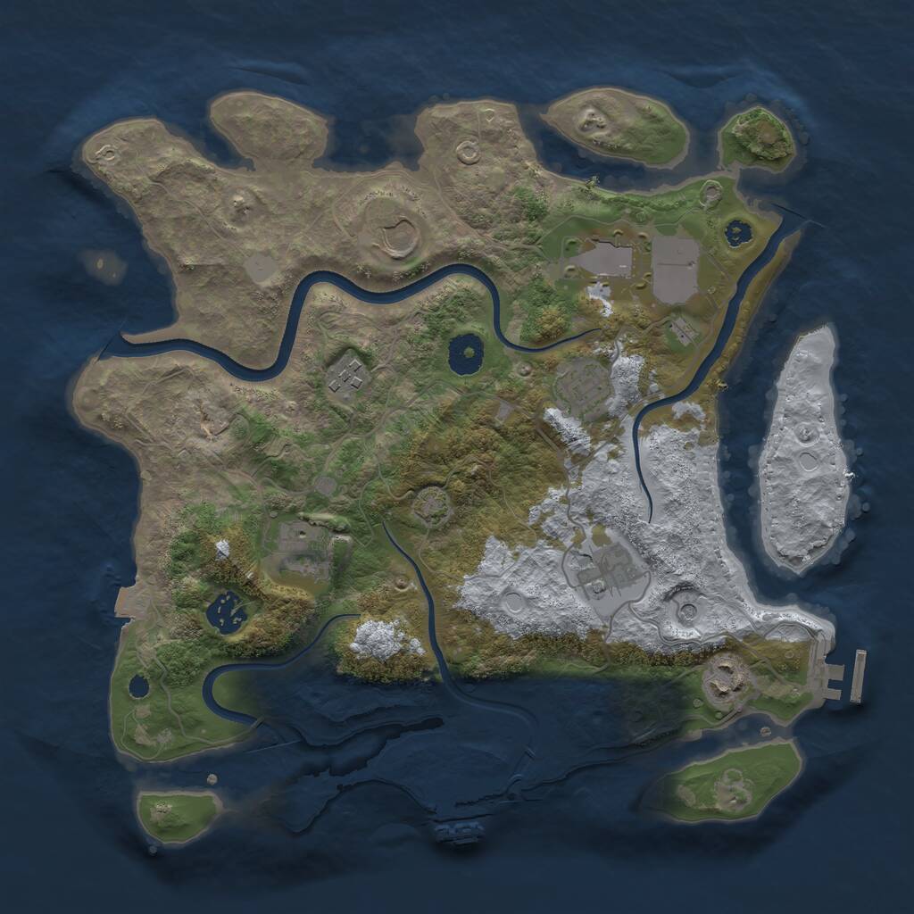 Rust Map: Procedural Map, Size: 3500, Seed: 491534769, 13 Monuments
