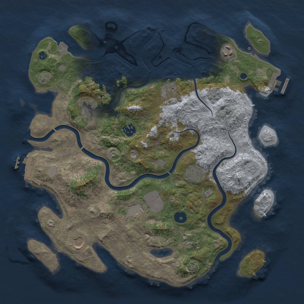 Rust Map: Procedural Map, Size: 3750, Seed: 441749550, 15 Monuments