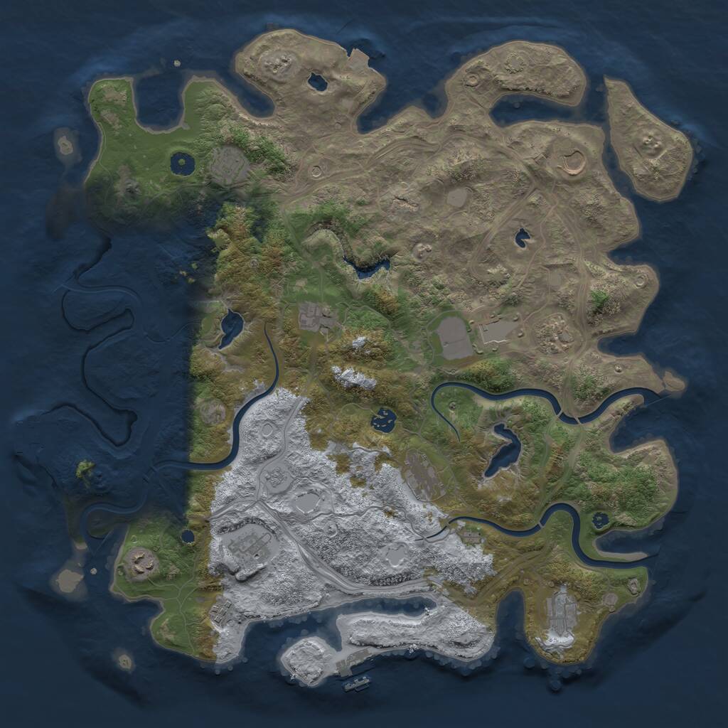 Rust Map: Procedural Map, Size: 4500, Seed: 23147845, 17 Monuments