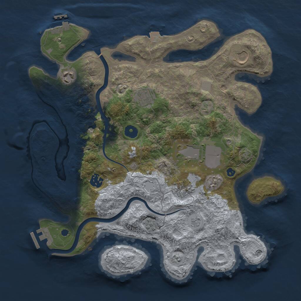 Rust Map: Procedural Map, Size: 3500, Seed: 1421720146, 13 Monuments