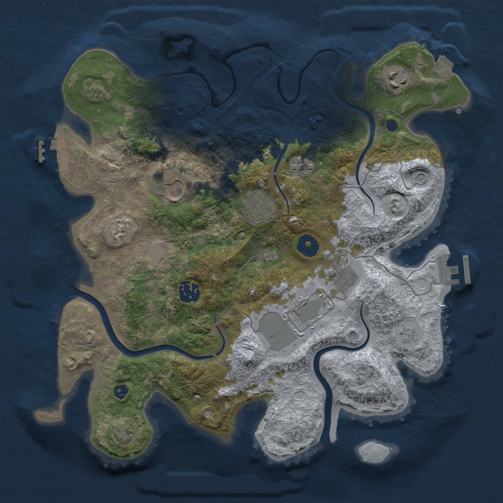 Rust Map: Procedural Map, Size: 3500, Seed: 1246720581, 13 Monuments