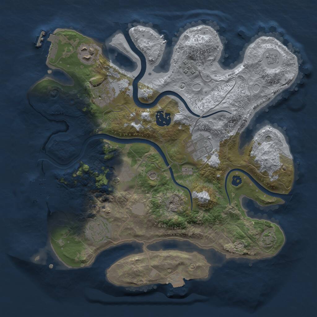 Rust Map: Procedural Map, Size: 3000, Seed: 968203271, 13 Monuments