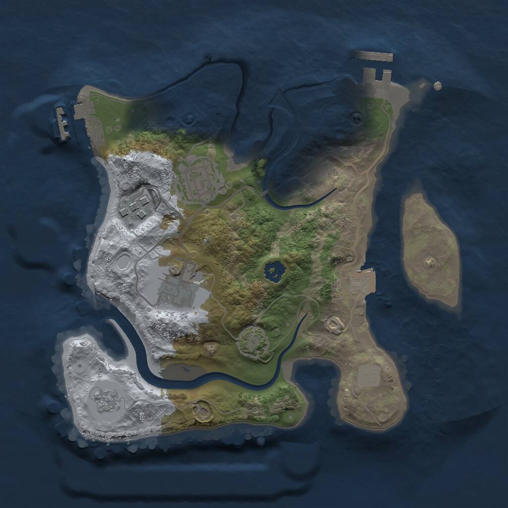 Rust Map: Procedural Map, Size: 2400, Seed: 53480, 8 Monuments