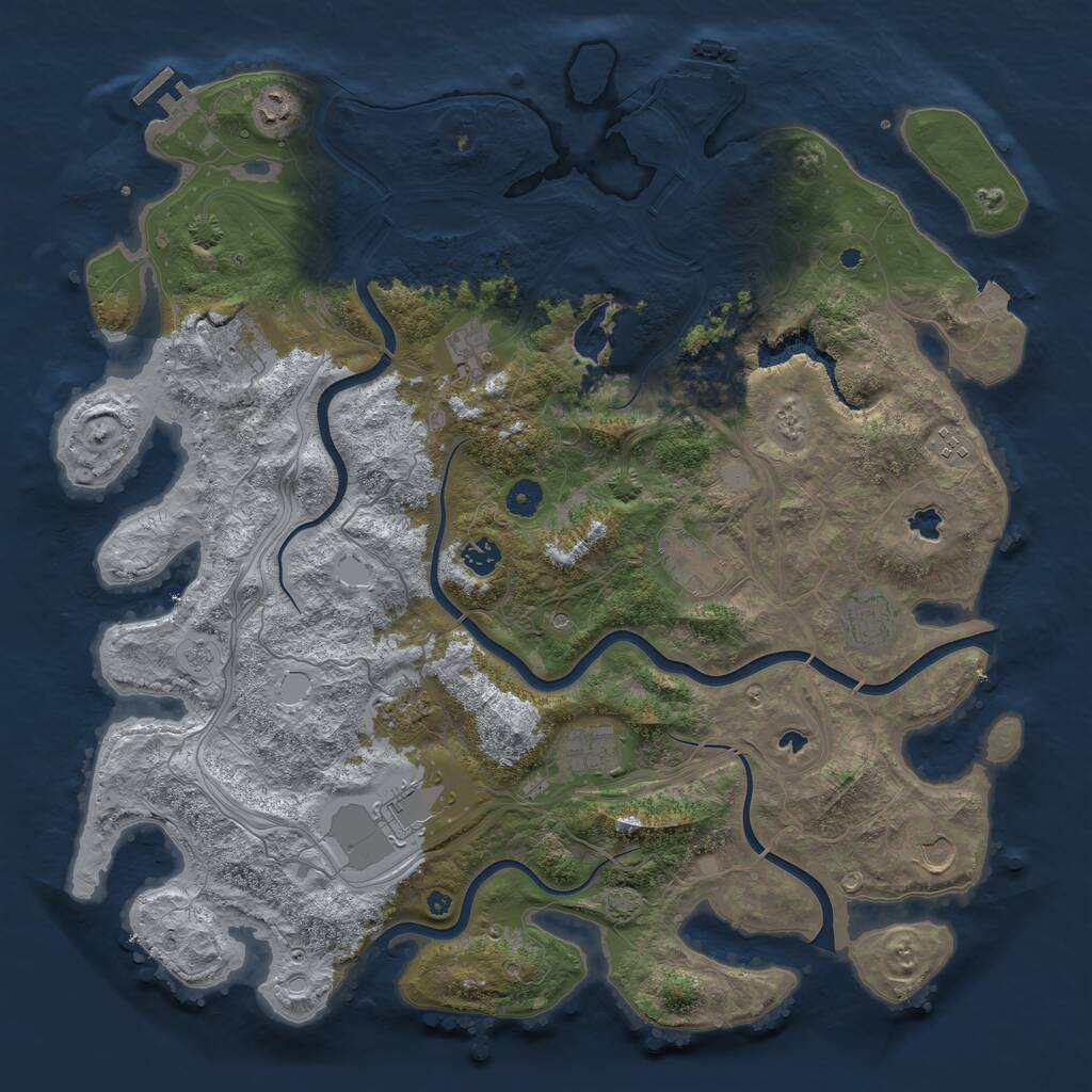 Rust Map: Procedural Map, Size: 4500, Seed: 379260848, 17 Monuments