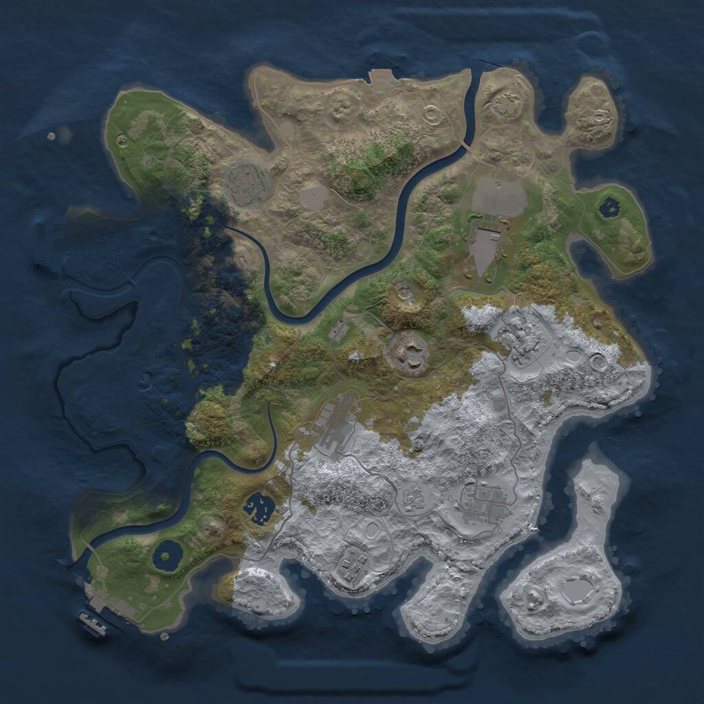 Rust Map: Procedural Map, Size: 3500, Seed: 2418, 14 Monuments