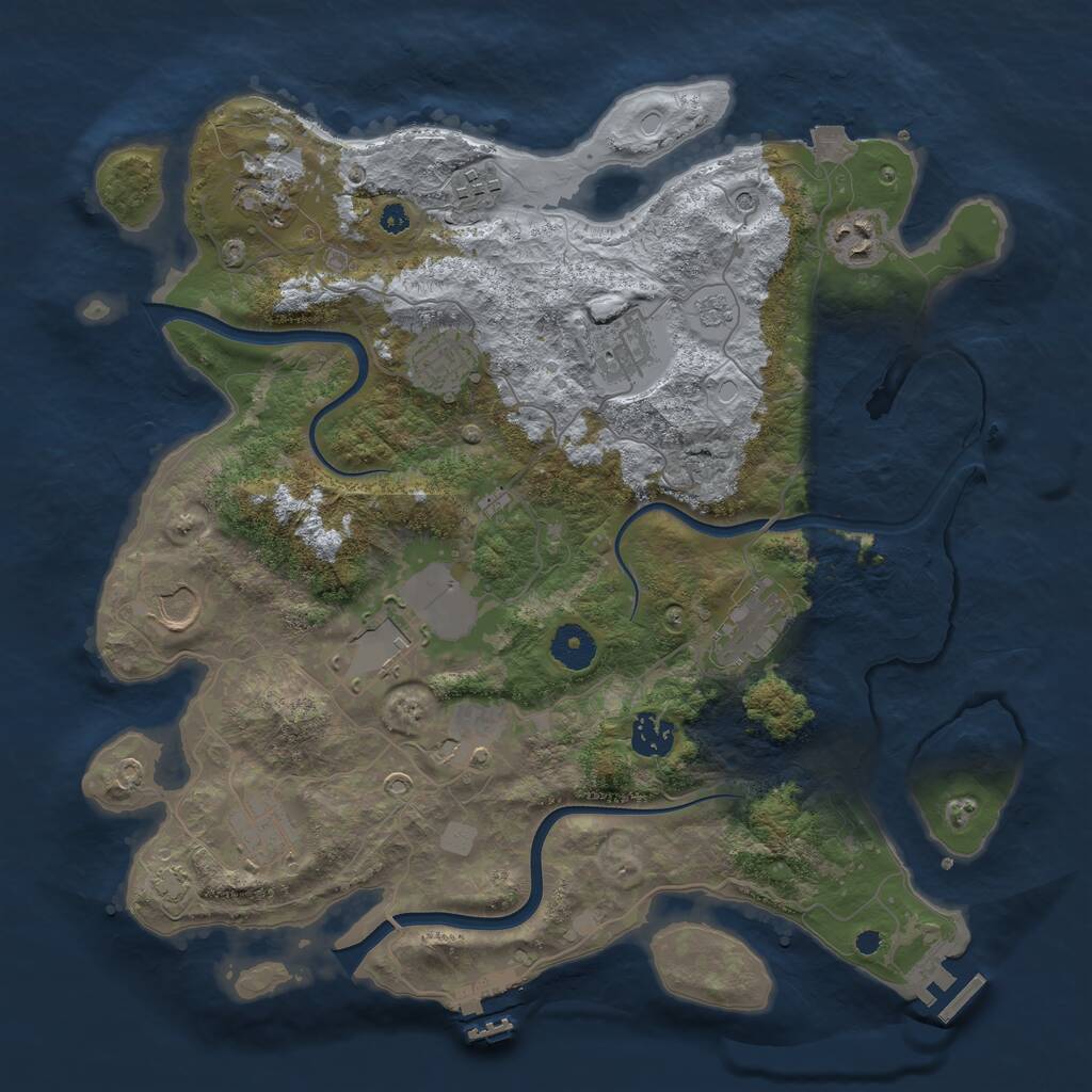 Rust Map: Procedural Map, Size: 3700, Seed: 757416980, 17 Monuments