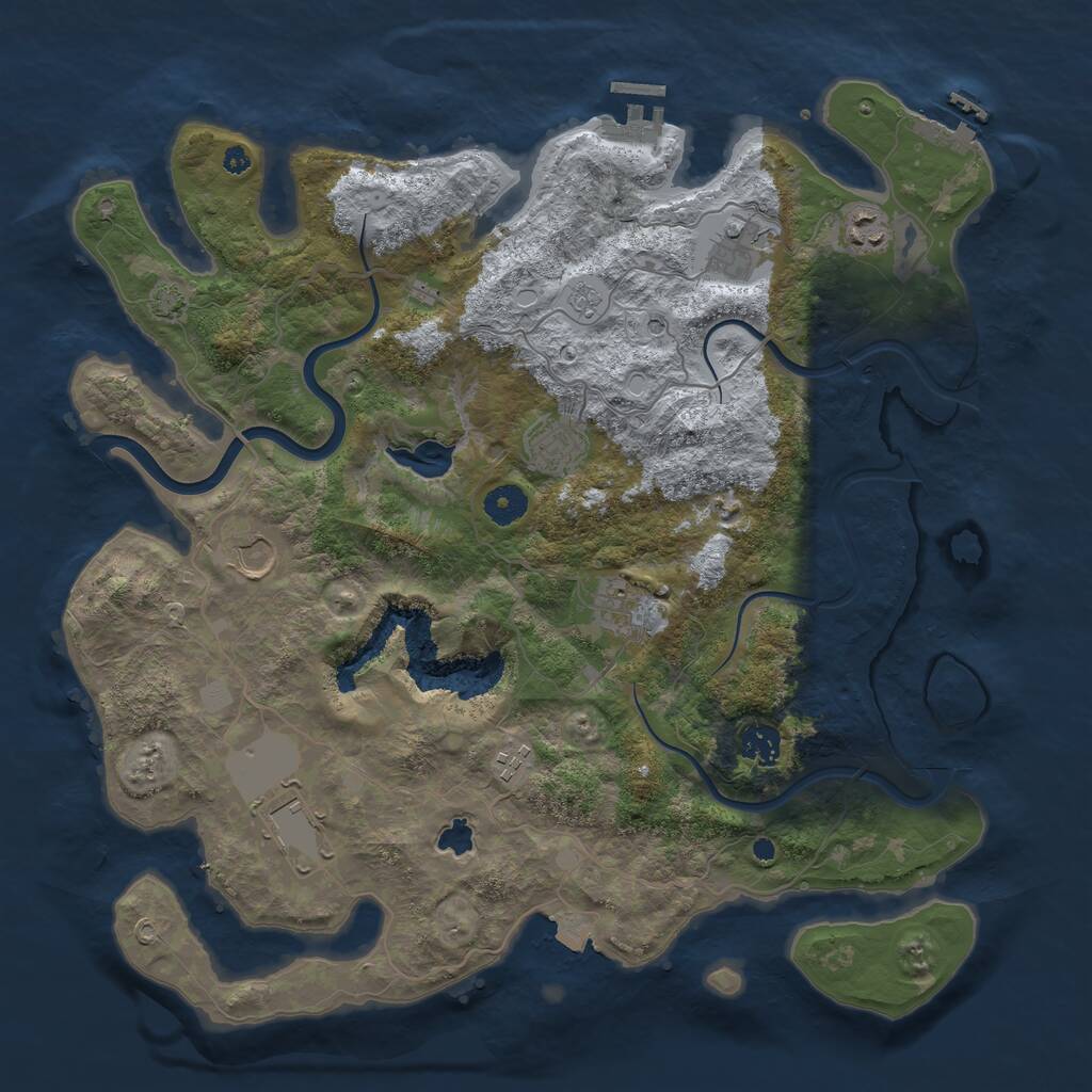 Rust Map: Procedural Map, Size: 4000, Seed: 798539038, 14 Monuments