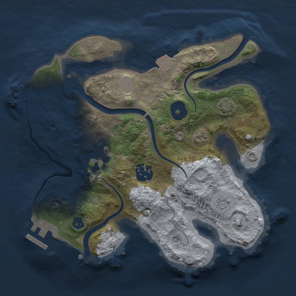 Rust Map: Procedural Map, Size: 2500, Seed: 192163723, 8 Monuments