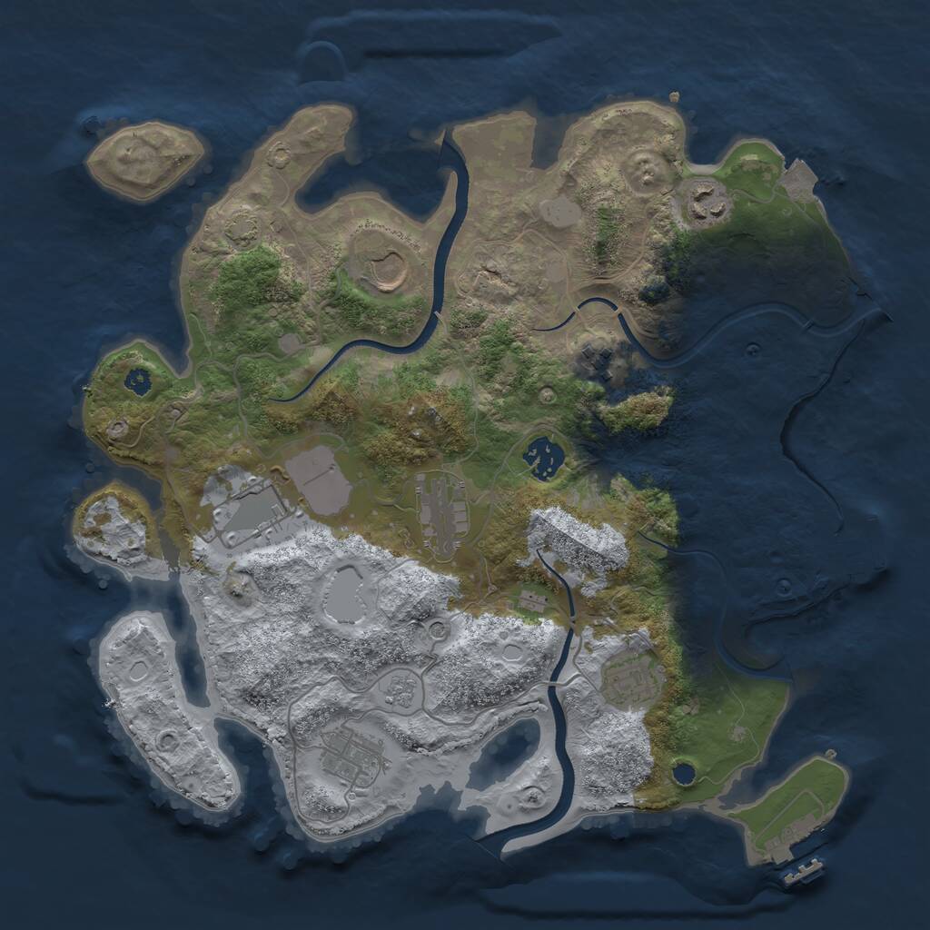 Rust Map: Procedural Map, Size: 3500, Seed: 2084348082, 14 Monuments