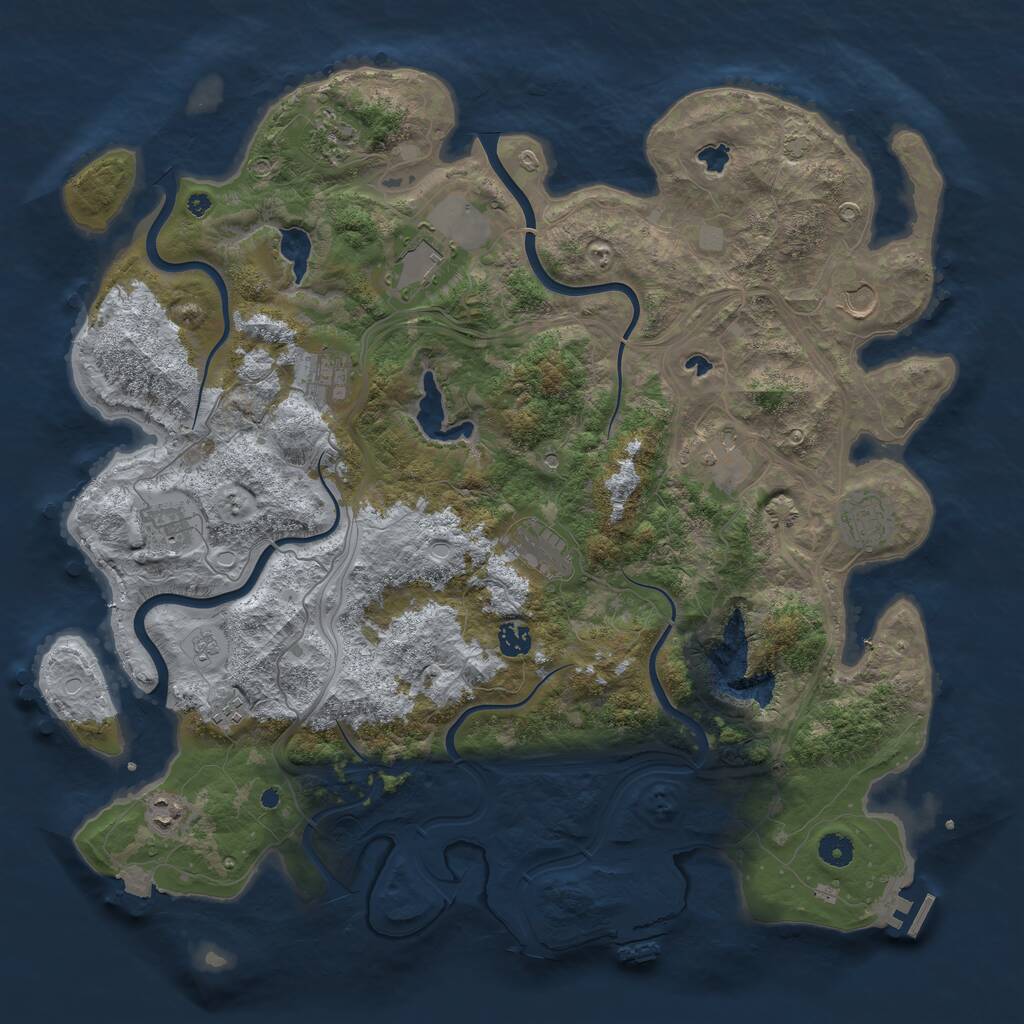 Rust Map: Procedural Map, Size: 4500, Seed: 1220046455, 17 Monuments