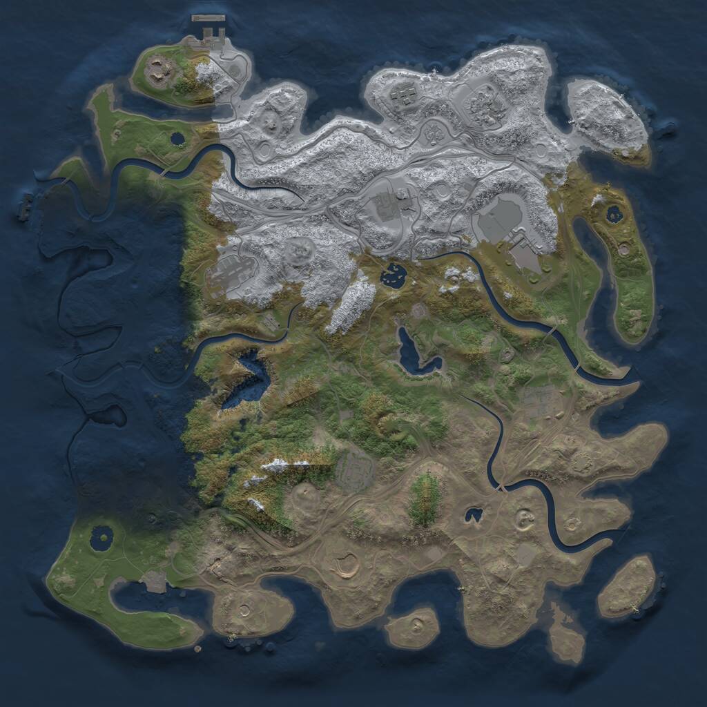 Rust Map: Procedural Map, Size: 4250, Seed: 844883579, 16 Monuments