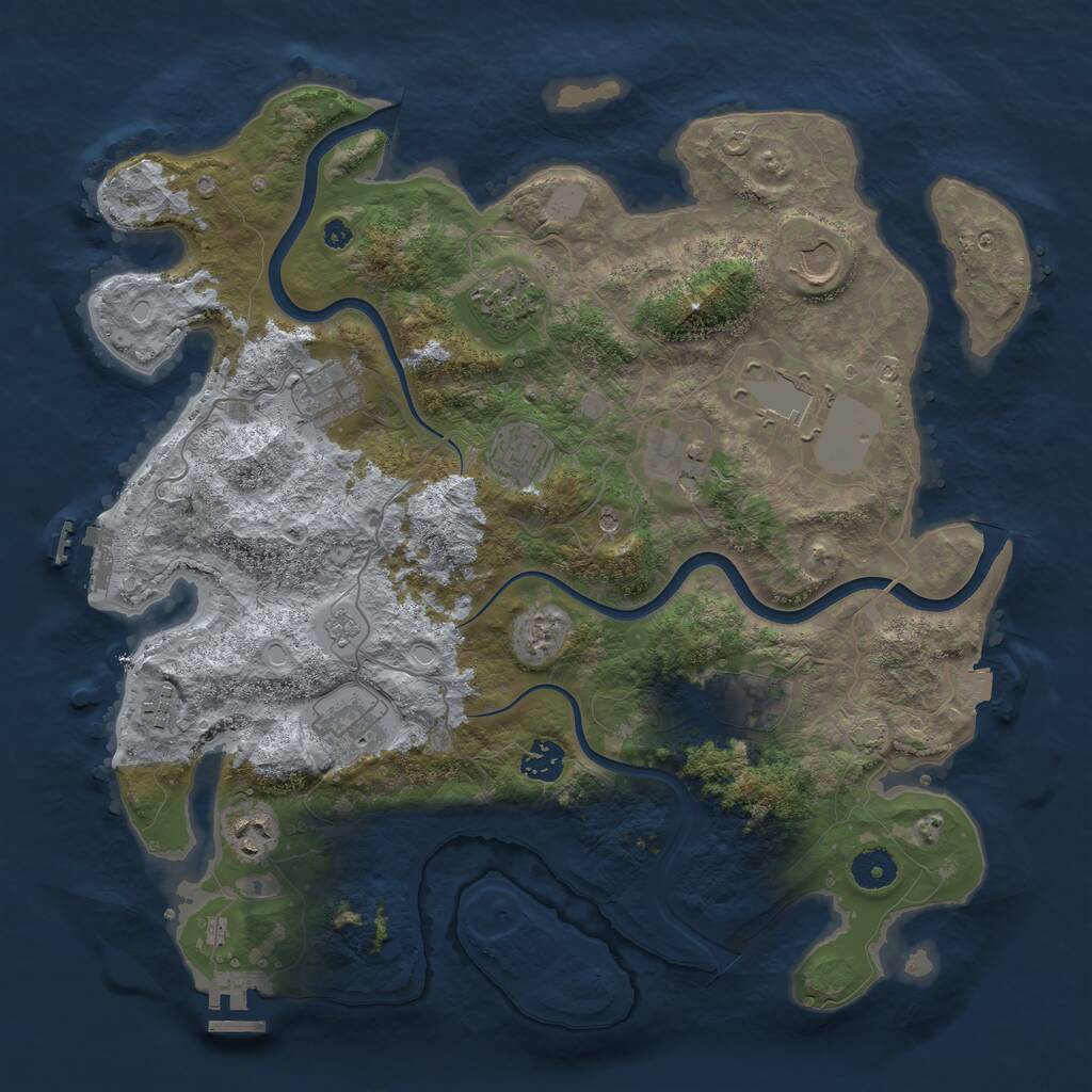 Rust Map: Procedural Map, Size: 3850, Seed: 1485653087, 17 Monuments