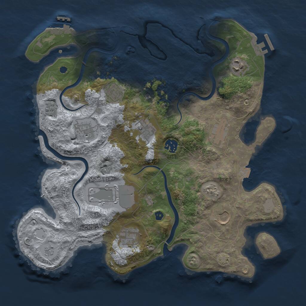 Rust Map: Procedural Map, Size: 3500, Seed: 453520974, 16 Monuments