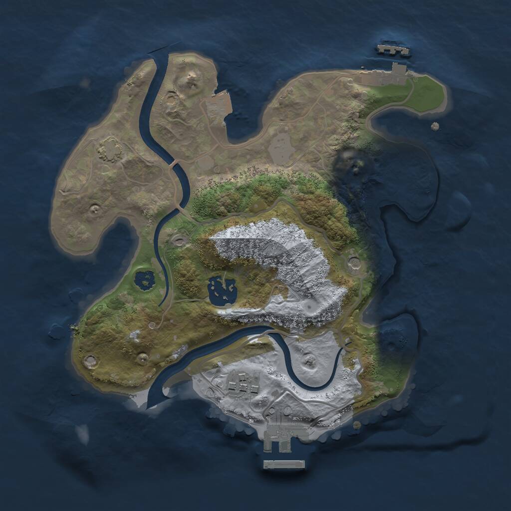 Rust Map: Procedural Map, Size: 2500, Seed: 4388678, 7 Monuments