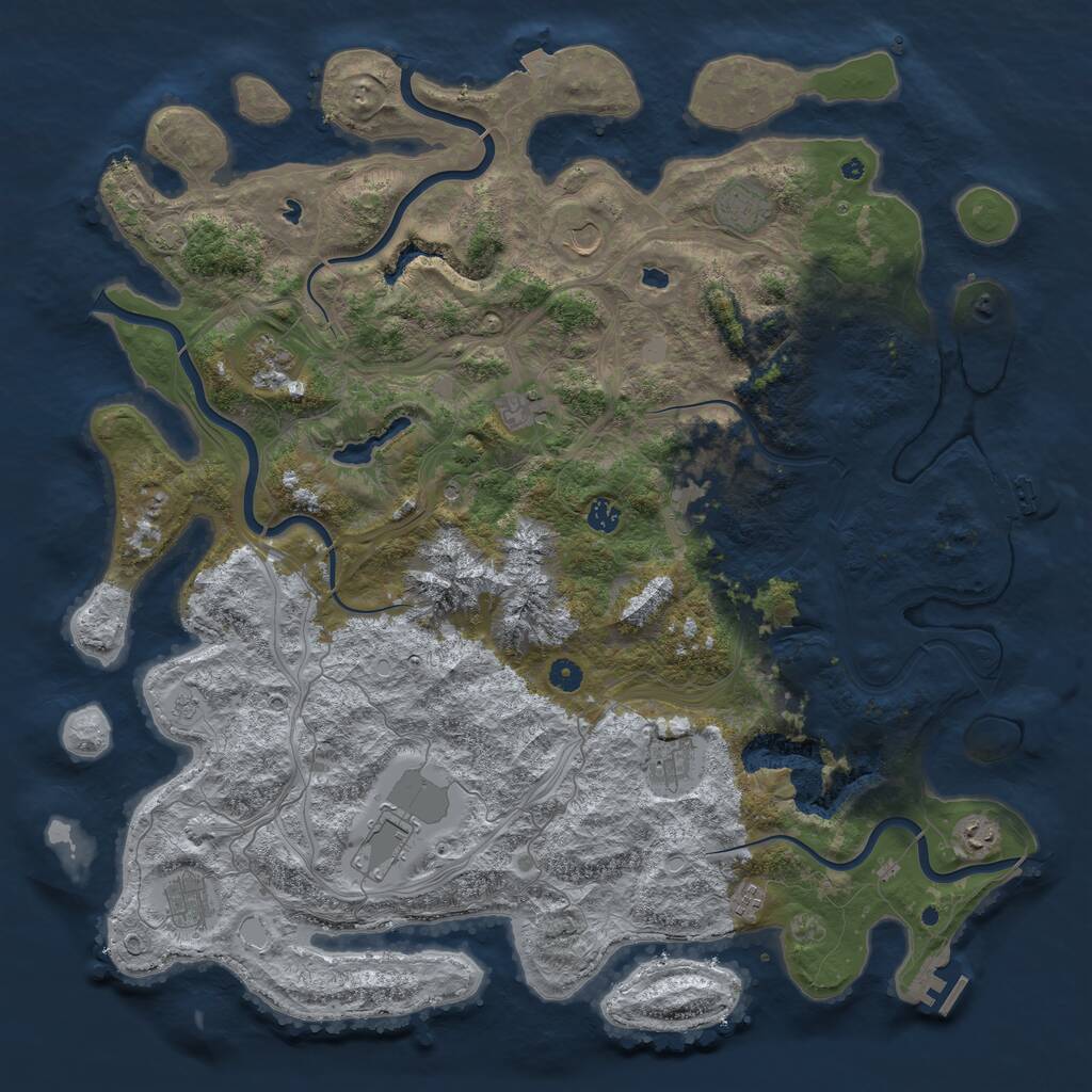 Rust Map: Procedural Map, Size: 5000, Seed: 285498, 17 Monuments