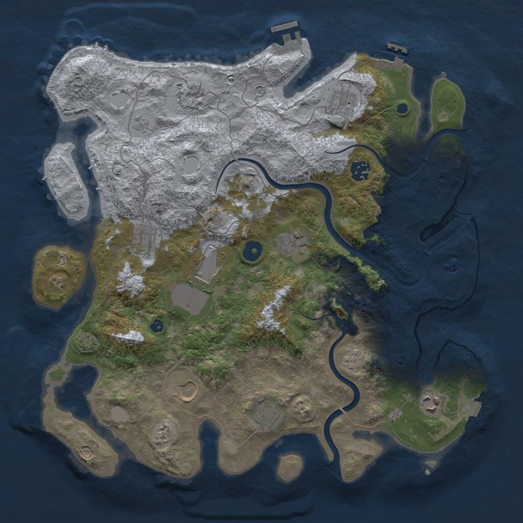 Rust Map: Procedural Map, Size: 3900, Seed: 2111023272, 16 Monuments