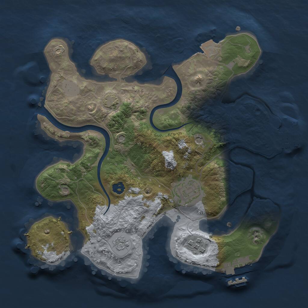 Rust Map: Procedural Map, Size: 2500, Seed: 37549, 8 Monuments