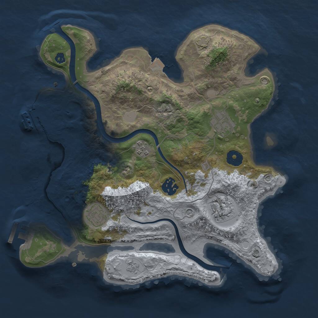 Rust Map: Procedural Map, Size: 3000, Seed: 721914830, 11 Monuments