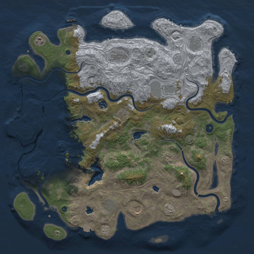 Rust Map: Procedural Map, Size: 4500, Seed: 7689, 16 Monuments