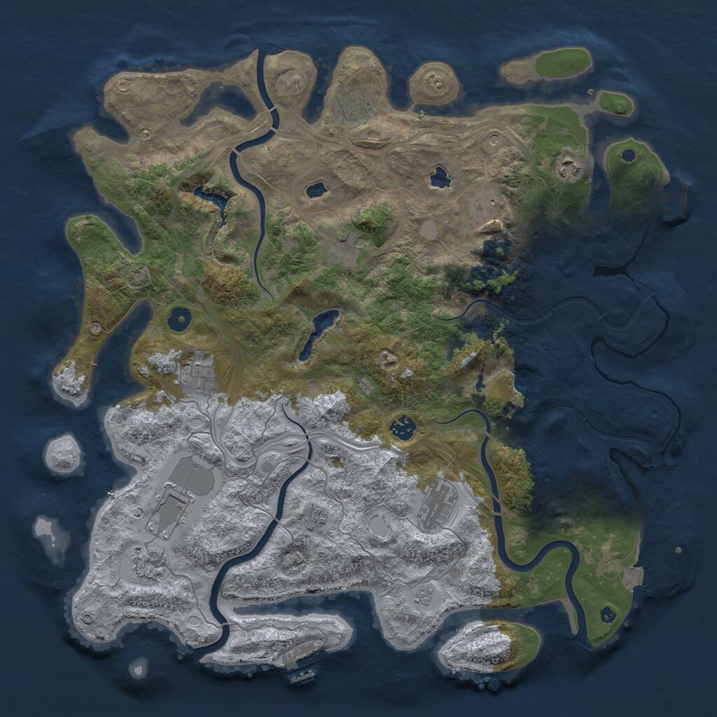 Rust Map: Procedural Map, Size: 4500, Seed: 285498, 16 Monuments