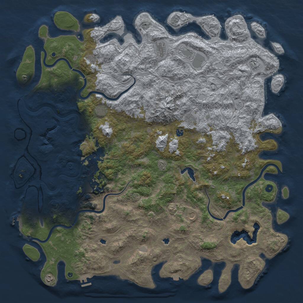 Rust Map: Procedural Map, Size: 6000, Seed: 297141796, 17 Monuments