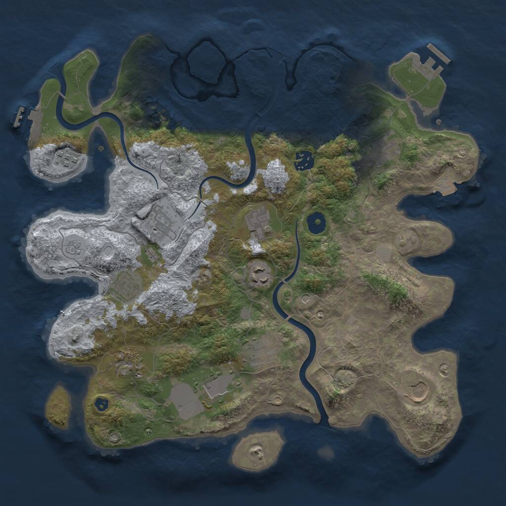 Rust Map: Procedural Map, Size: 3700, Seed: 1309178327, 17 Monuments
