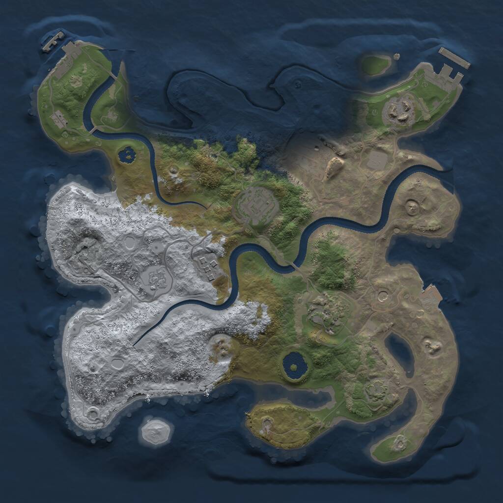 Rust Map: Procedural Map, Size: 3000, Seed: 77796, 11 Monuments