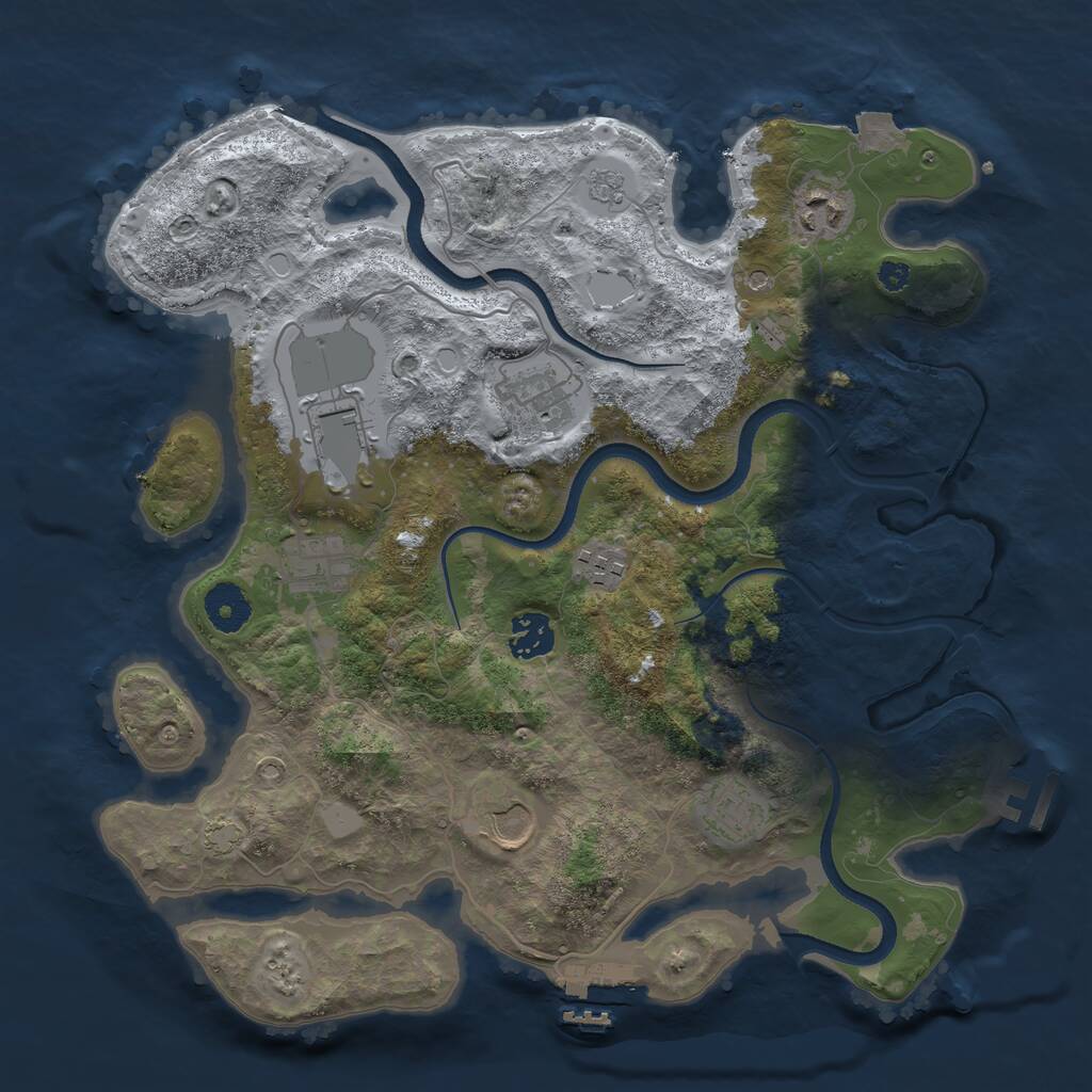 Rust Map: Procedural Map, Size: 3500, Seed: 25363295, 14 Monuments
