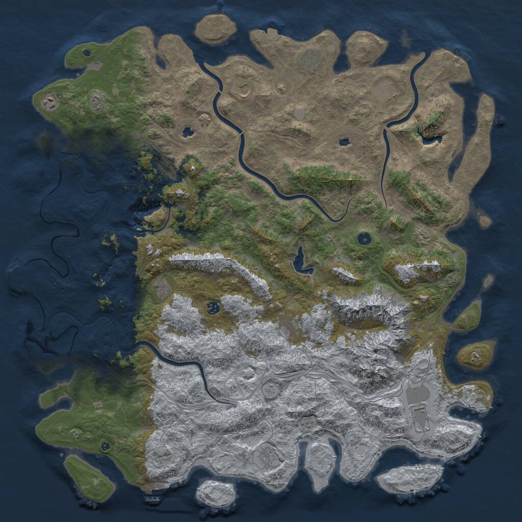 Rust Map: Procedural Map, Size: 6000, Seed: 4293818, 17 Monuments