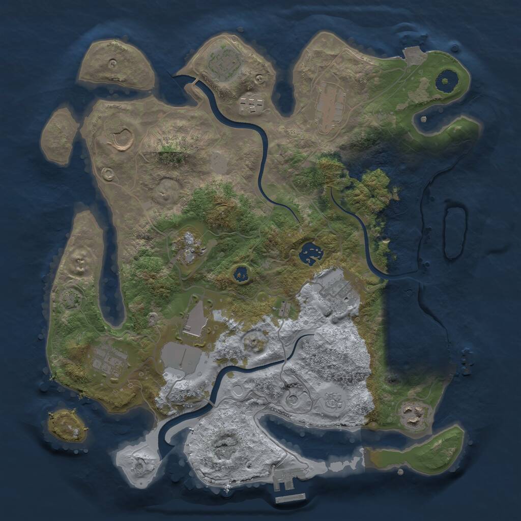 Rust Map: Procedural Map, Size: 3500, Seed: 2041992255, 16 Monuments