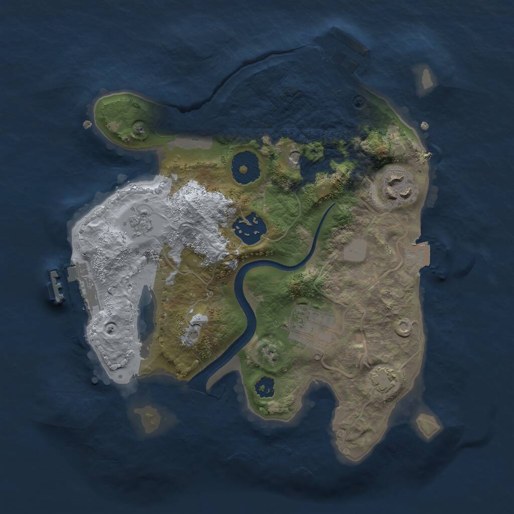 Rust Map: Procedural Map, Size: 2500, Seed: 743983840, 9 Monuments