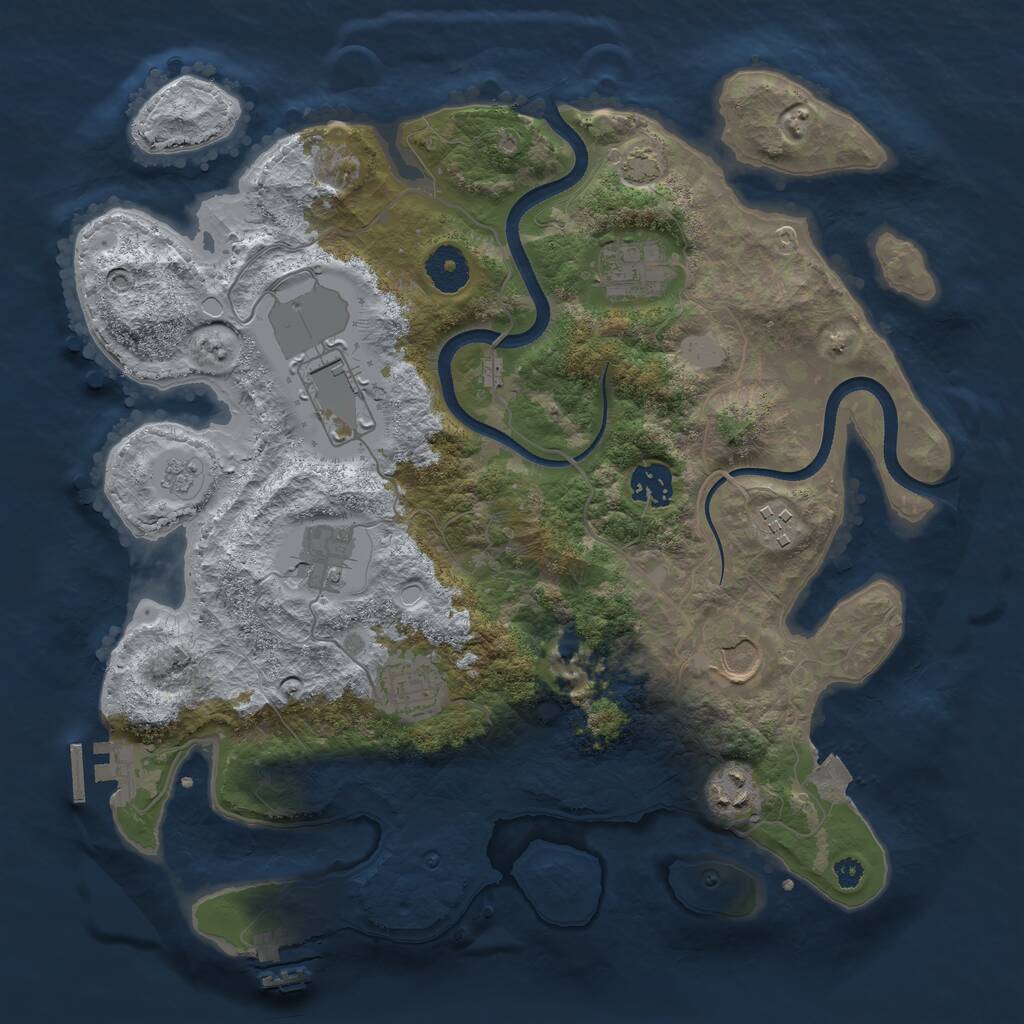 Rust Map: Procedural Map, Size: 3500, Seed: 239350065, 13 Monuments