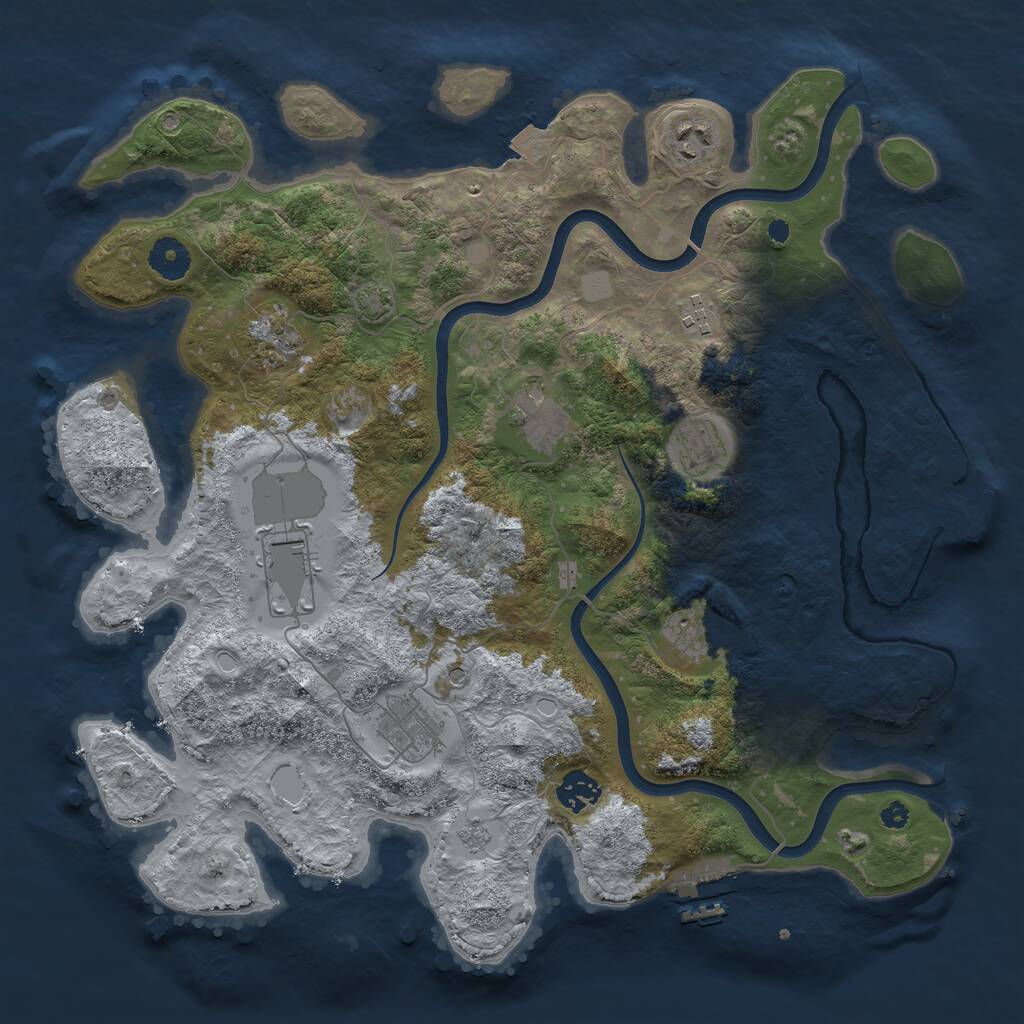 Rust Map: Procedural Map, Size: 3750, Seed: 922727214, 15 Monuments