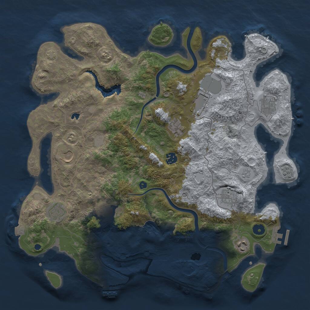 Rust Map: Procedural Map, Size: 4000, Seed: 1290676235, 16 Monuments