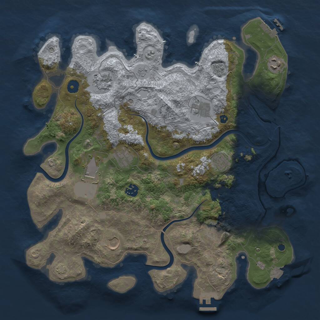 Rust Map: Procedural Map, Size: 3800, Seed: 2864868, 16 Monuments