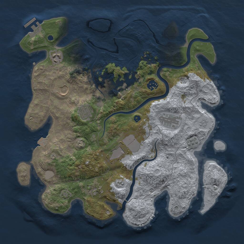 Rust Map: Procedural Map, Size: 3600, Seed: 263406, 14 Monuments