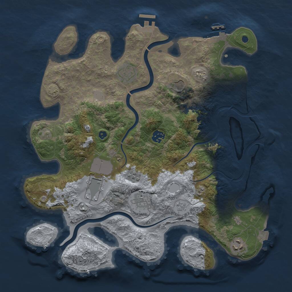 Rust Map: Procedural Map, Size: 3600, Seed: 700768912, 13 Monuments