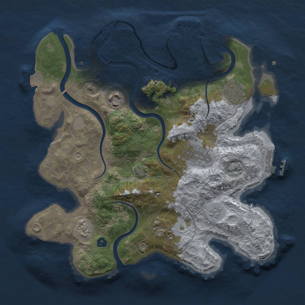 Rust Map: Procedural Map, Size: 3000, Seed: 286425276, 10 Monuments