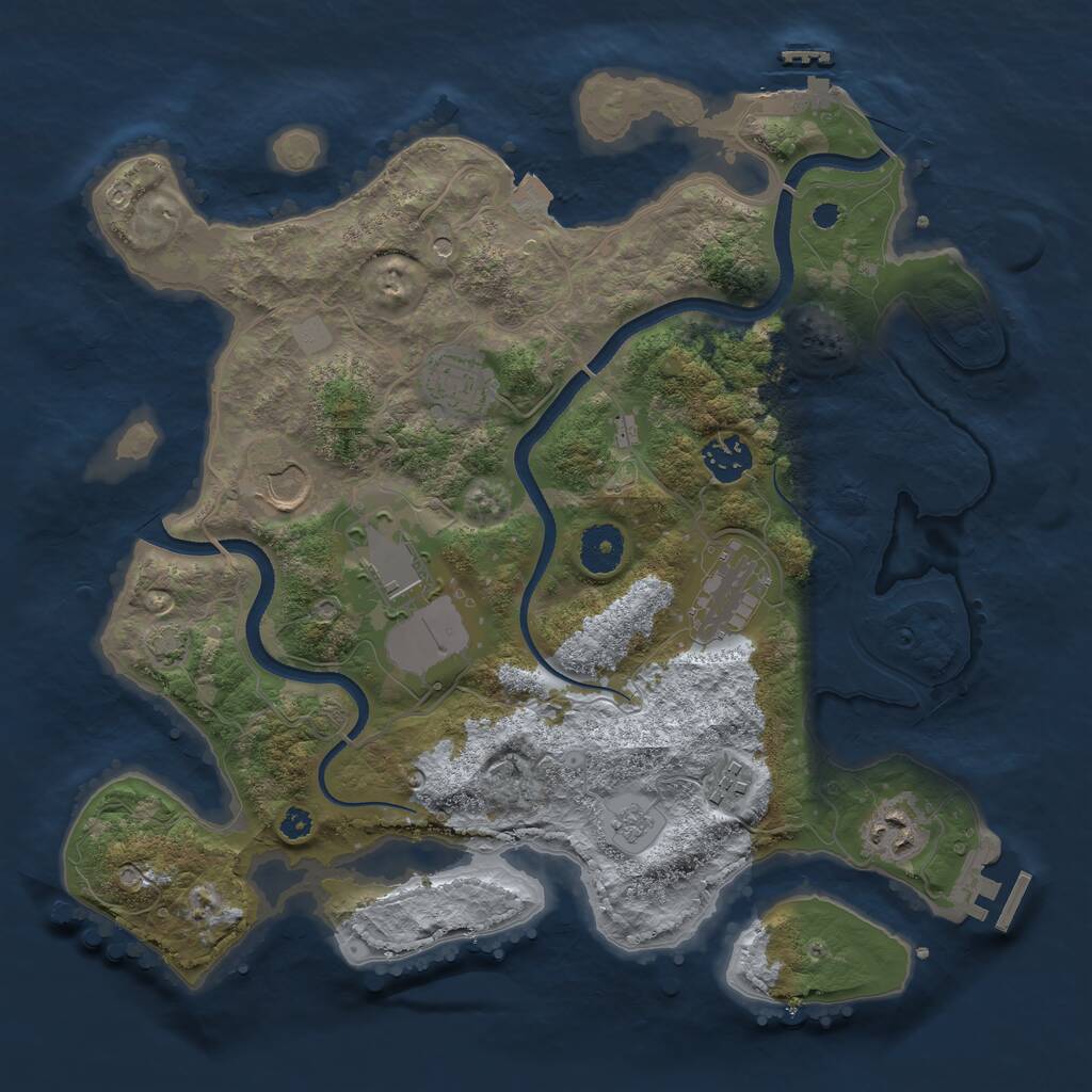 Rust Map: Procedural Map, Size: 3500, Seed: 828485831, 13 Monuments