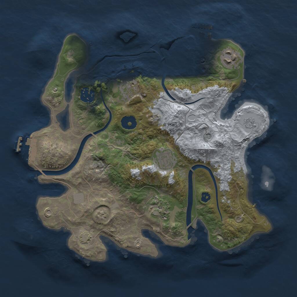 Rust Map: Procedural Map, Size: 3000, Seed: 1074294965, 11 Monuments